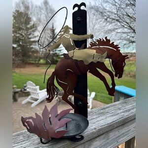 Brown Metal Horse & Rider Wall Decor